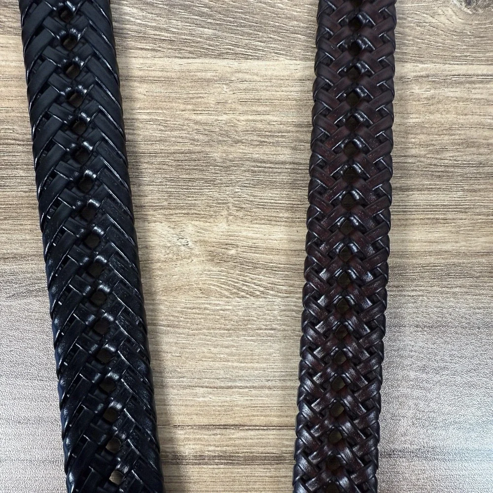 Men's Genuine Leather Bundle Of 2‎ Belts Size 42-44 Silver Hardware